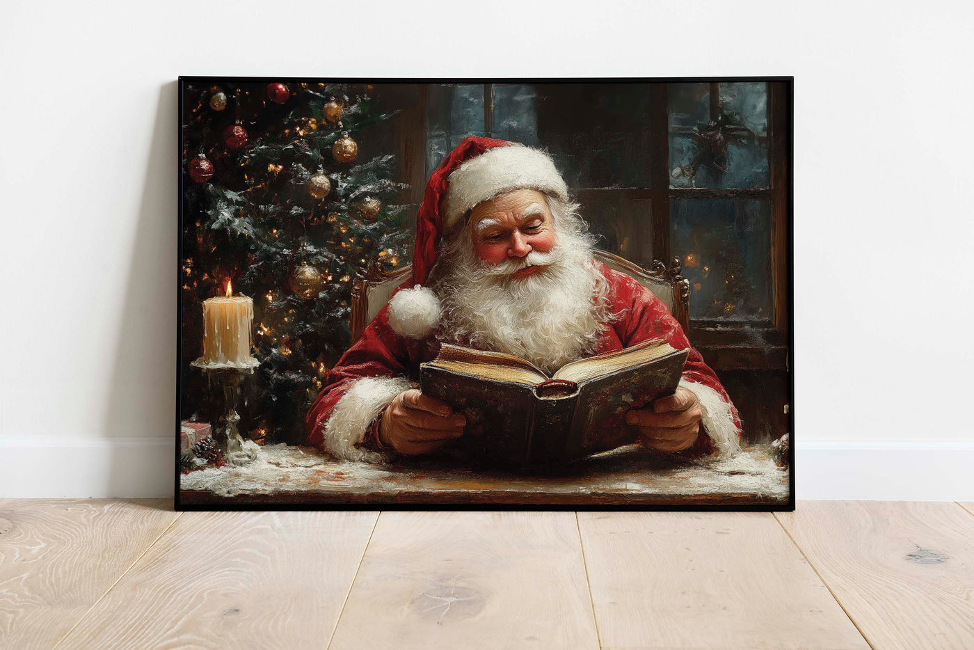 Santa Reading a book