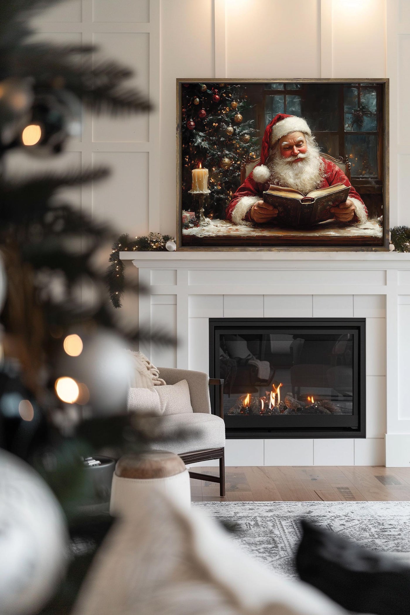 Santa Reading a book