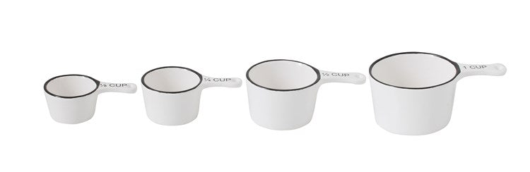 Stoneware Measuring Cups White With Black Rim Set Of 4 - Nadeau